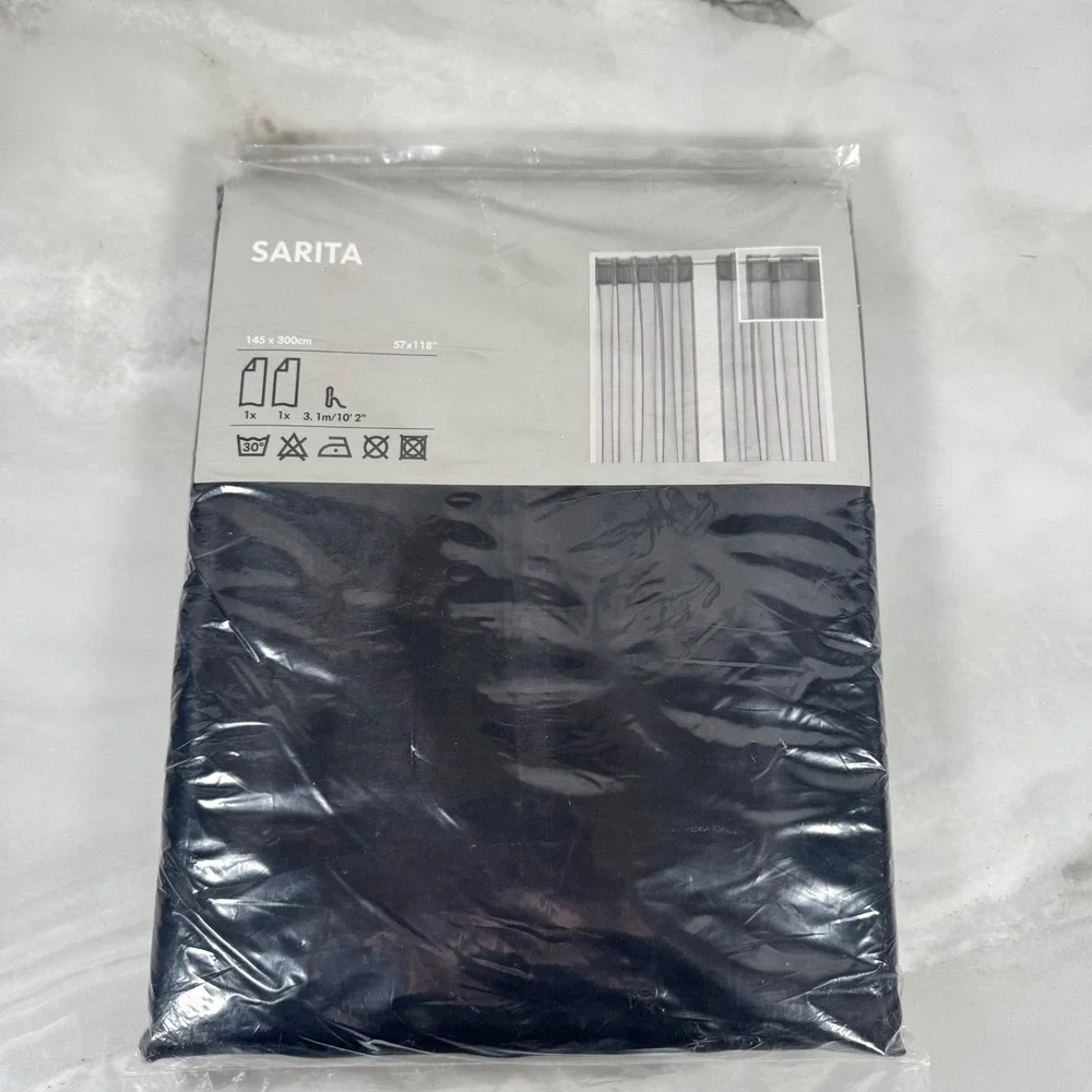 Ikea Sarita Black Sheer Curtains Twin Pack 2 Panels 57